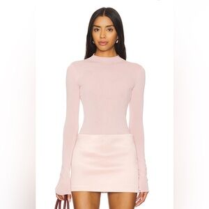 NWT Camila Coehlo Pauline Mock Neck Sweater in Light Pink, Size Small